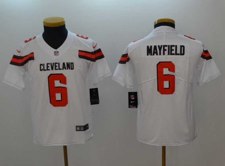 Youth Cleveland Browns 6 Mayfield White Nike Vapor Untouchable Playe NFL Jerseys